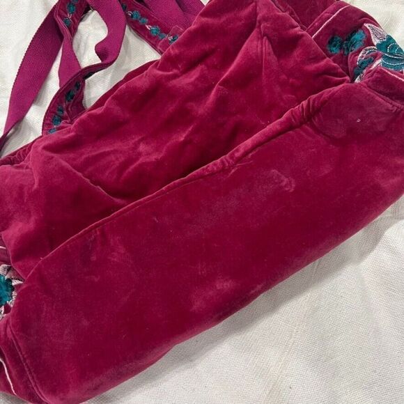 Anthropologie Floral Velvet Weekender Bag Pink Blue Embroidered NEW - Picture 8 of 15